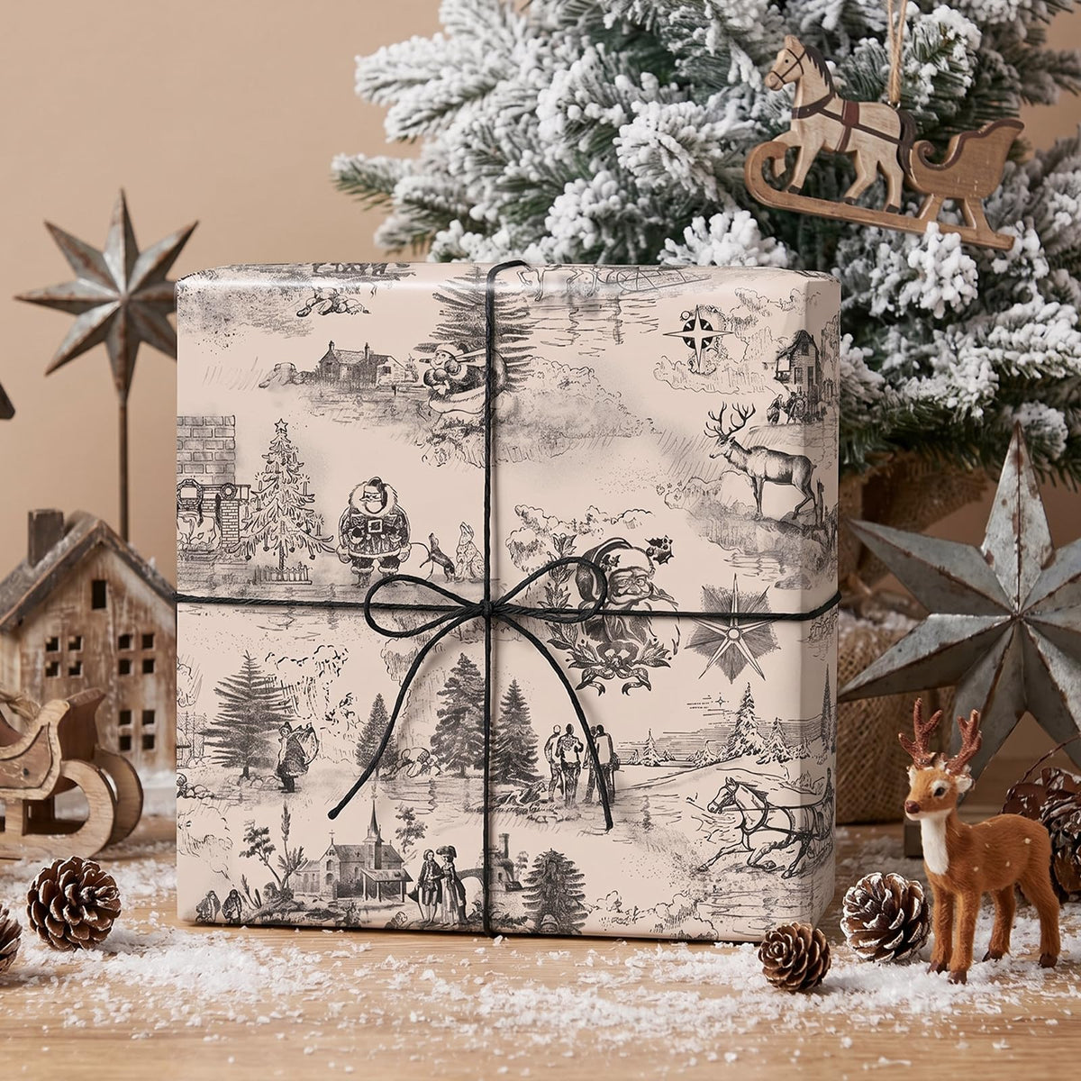 Blue Toile Christmas Wrapping Paper