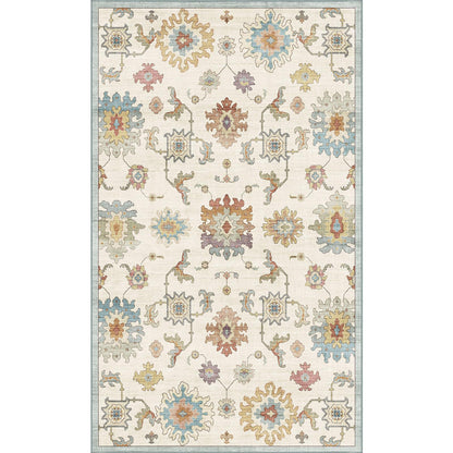 Washable Area Rug, Delft Blue Vintage Floral