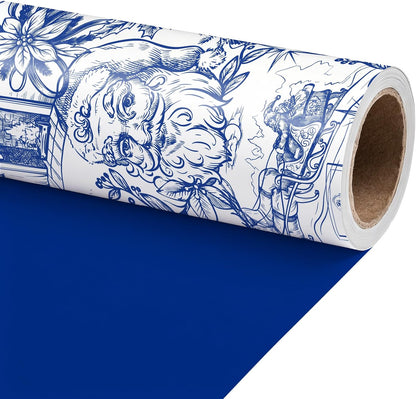 Reversible Toile Christmas Wrapping Paper