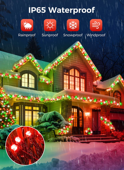 Solar Christmas String Lights, 100 LED, 40 ft