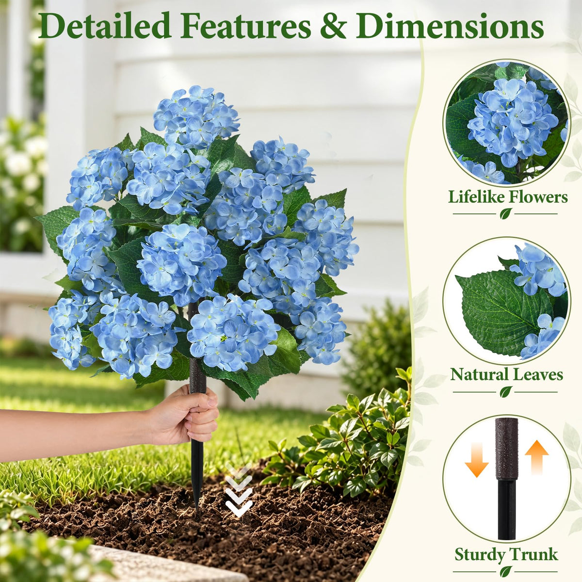 Real Touch Blue Hydrangea Faux Flowers