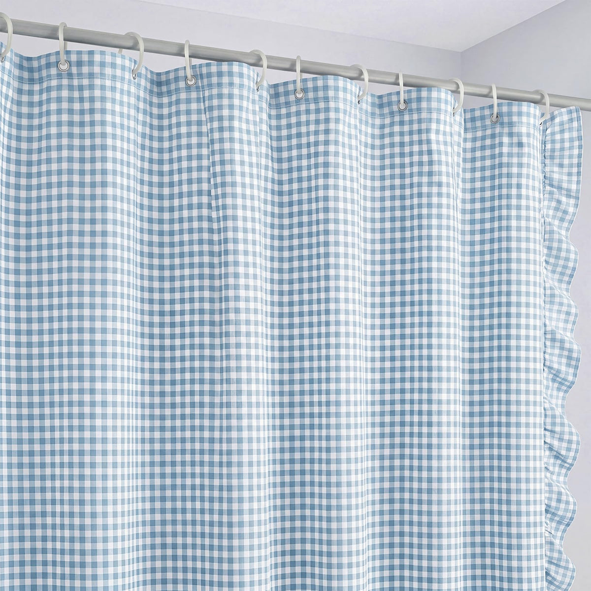 Ruffled Gingham Shower Curtain, 72 x 72