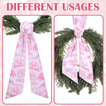 Blue French Toile Wreath Sash, Set of 2