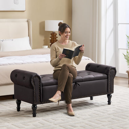 Navy Velvet Tufted Storage Bench