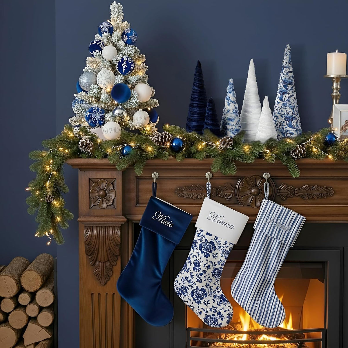 Chinoiserie Velvet Christmas Trees, Set of 6