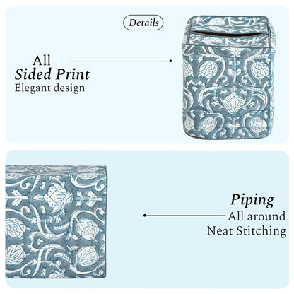 Block Print Cotton Tissue Box Cover, Apatite Blue