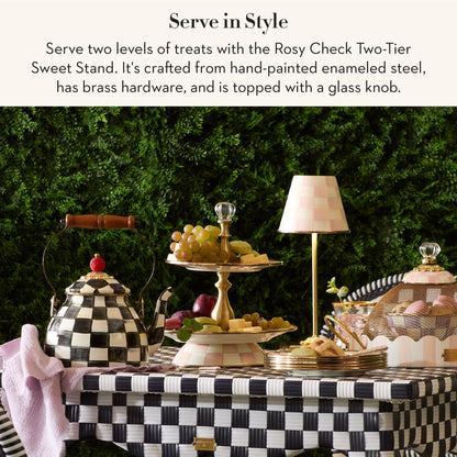 MacKenzie-Childs Two-Tier Sweet Stand, Royal Check
