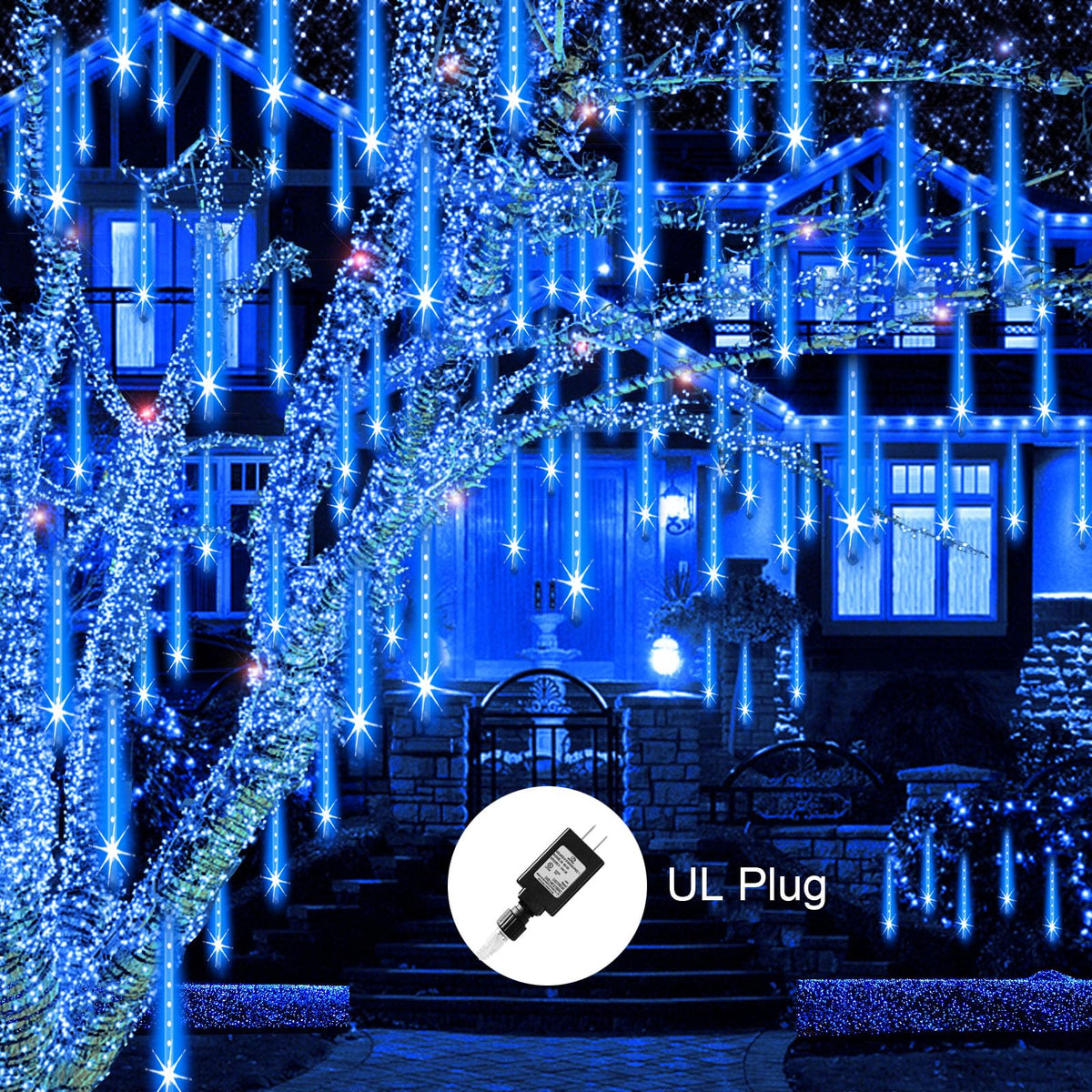 Aukora Blue Meteor Shower Lights
