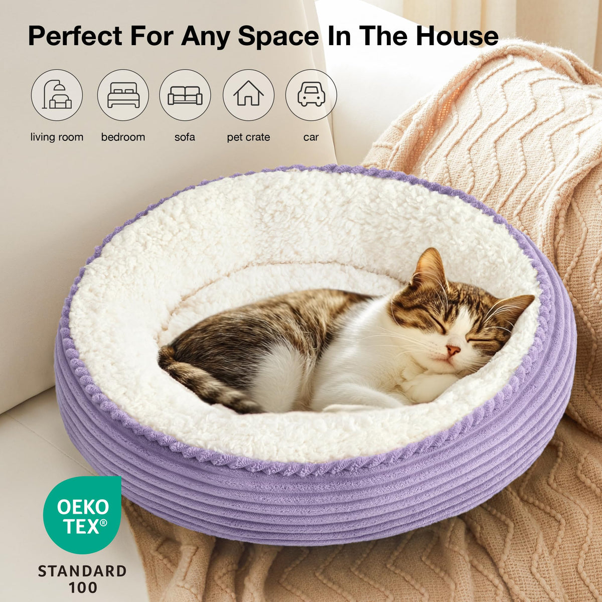 Royal Blue Round Donut Pet Bed