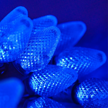 Blue C9 LED Christmas Light Set, 25 Bulbs