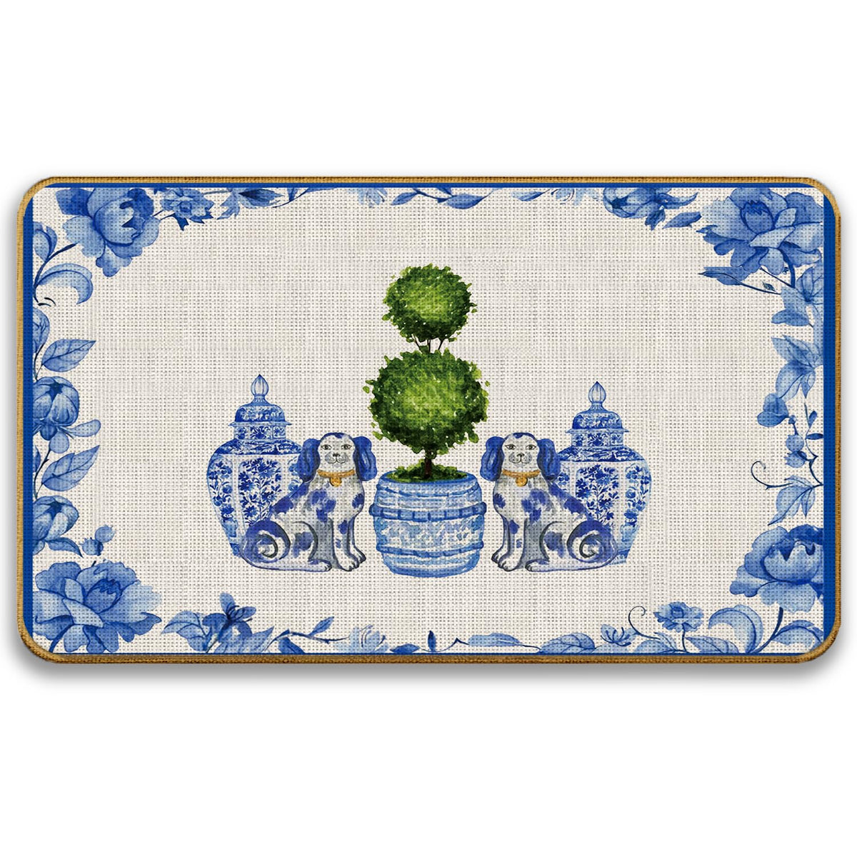 Chinoiserie Dachshund Doormat, 17 x 30 Inch