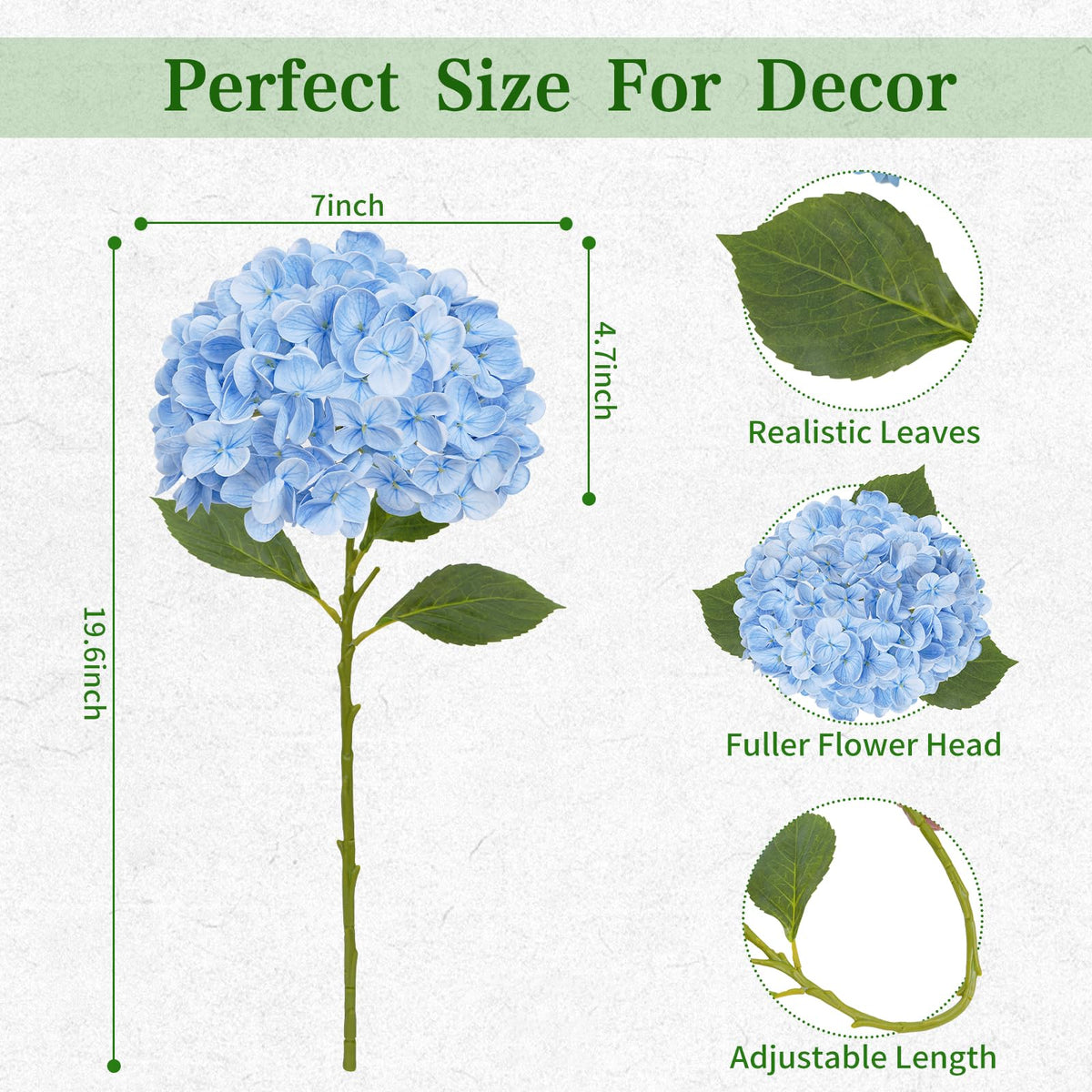 Real Touch Blue Hydrangea Faux Flowers
