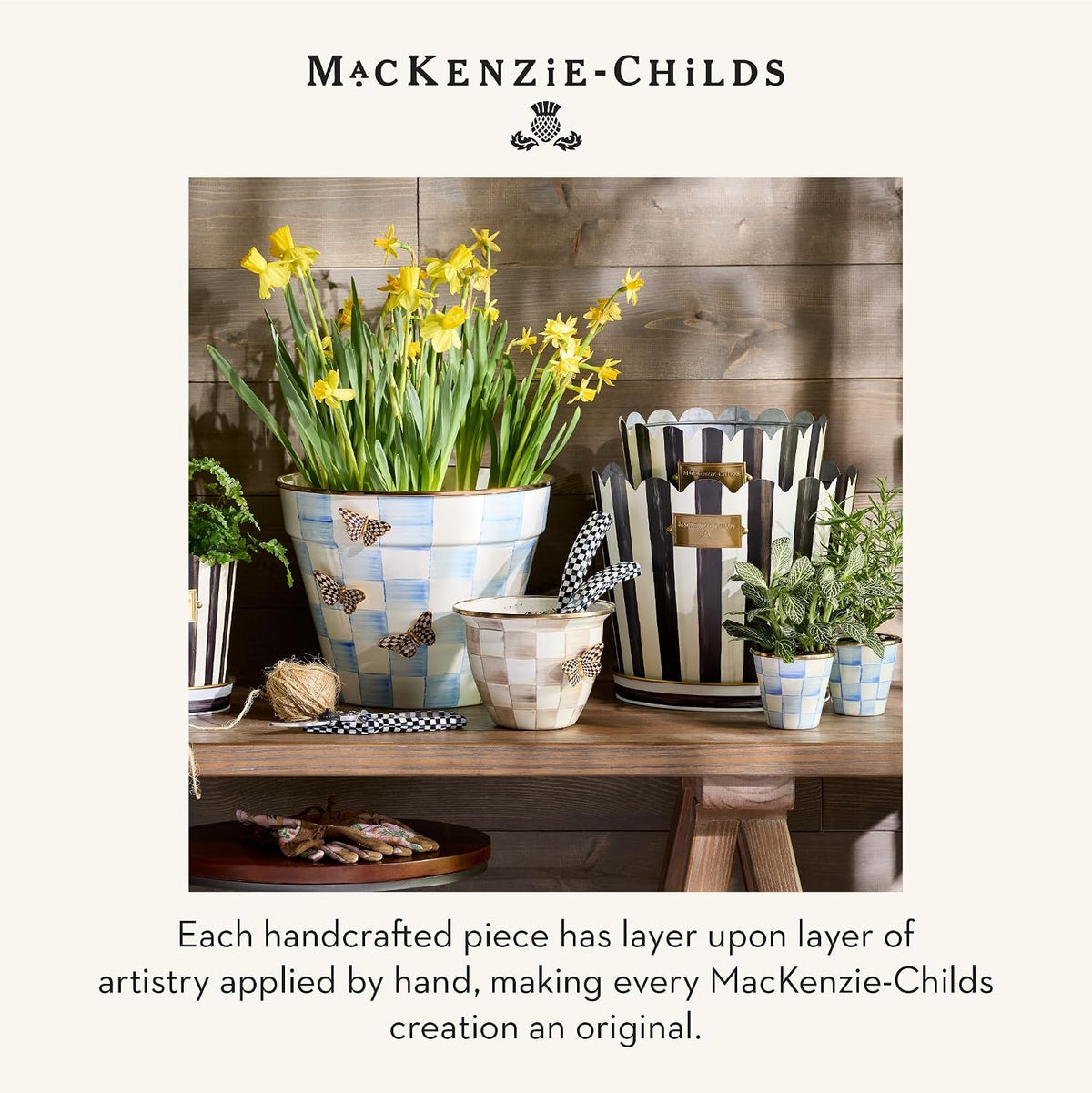 MacKenzie-Childs Sky Check Enamel Flowerpot, Large
