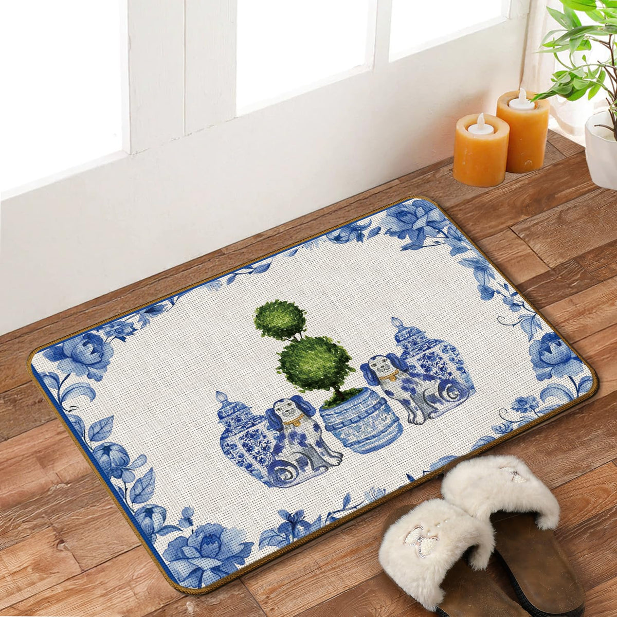 Chinoiserie Dachshund Doormat, 17 x 30 Inch