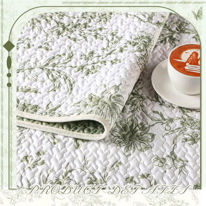 Blue Floral Quilted Throw Blanket, 50 x 60 Inch