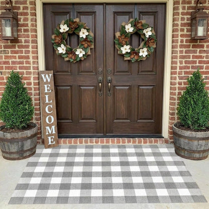 Blue Buffalo Plaid Outdoor Rug, 27.5x43