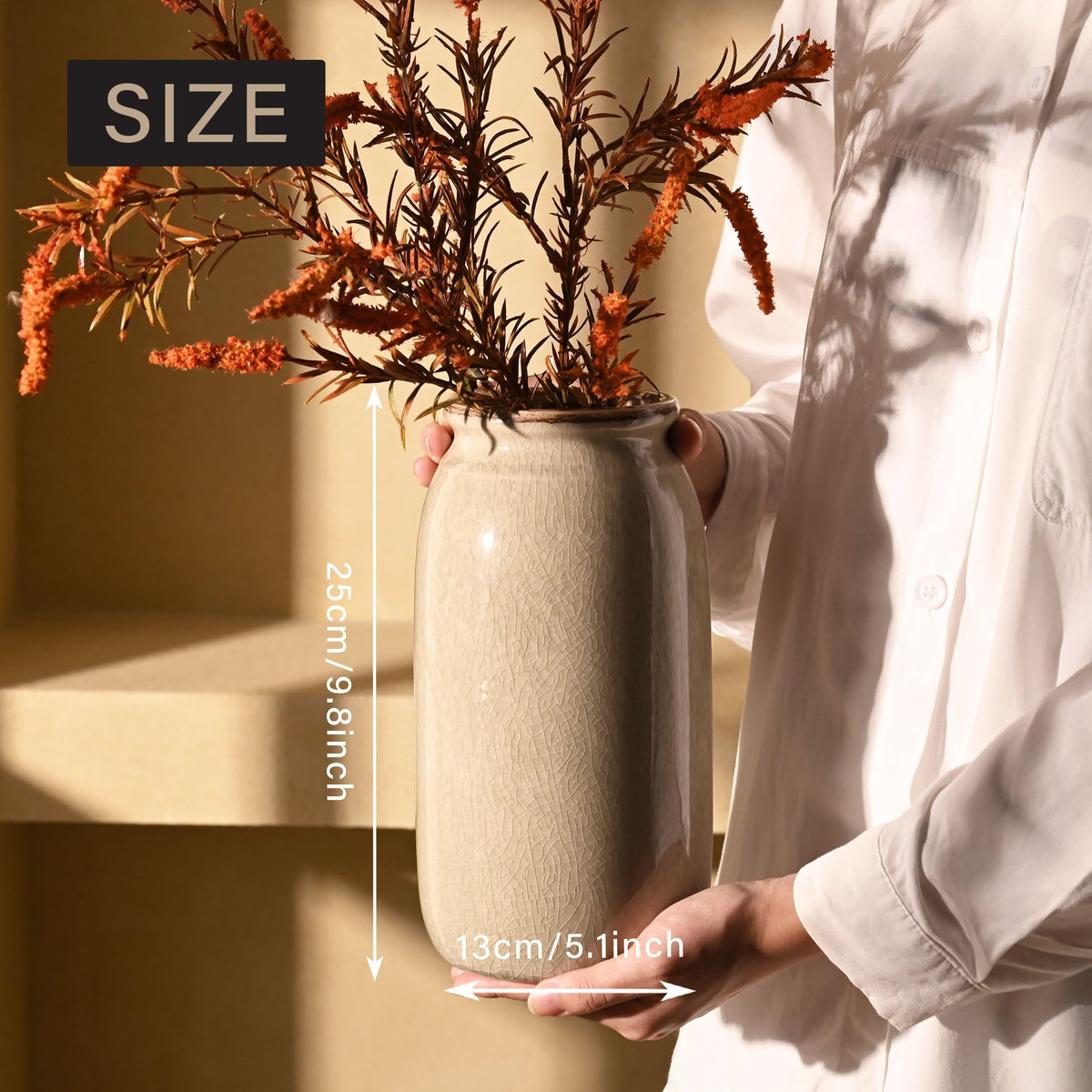 Victor & Teresa Rustic Blue and White Vase, 8"