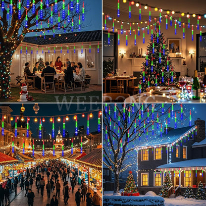 Blue Meteor Shower Christmas Lights, 8 Tubes