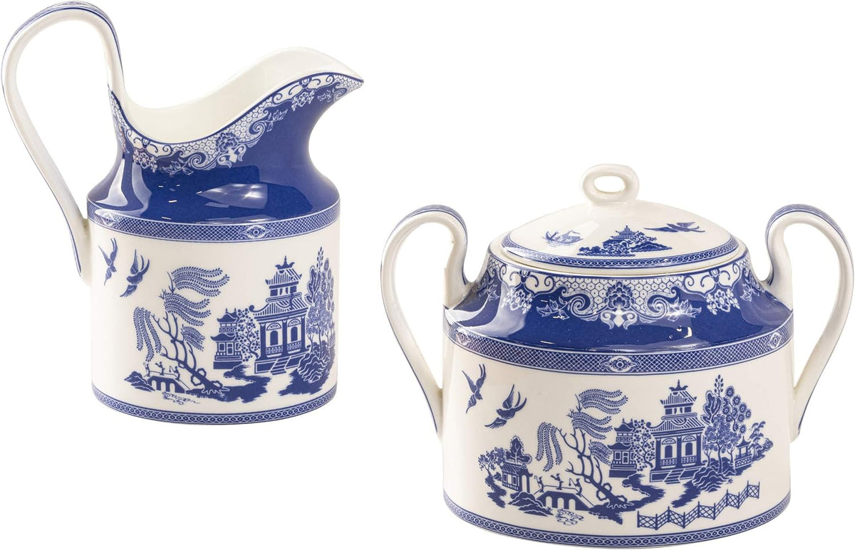 Grace Teaware Blue Willow Sugar and Creamer Set