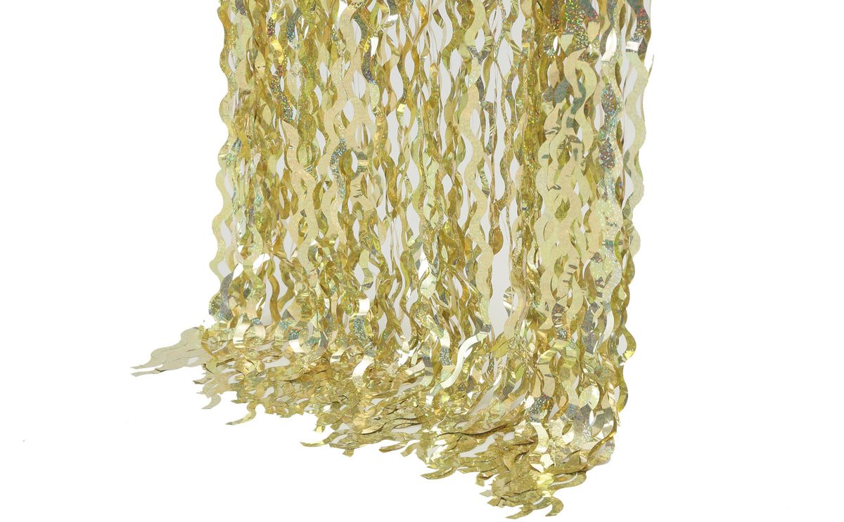 Navy Blue Foil Fringe Curtains, 4 Pack