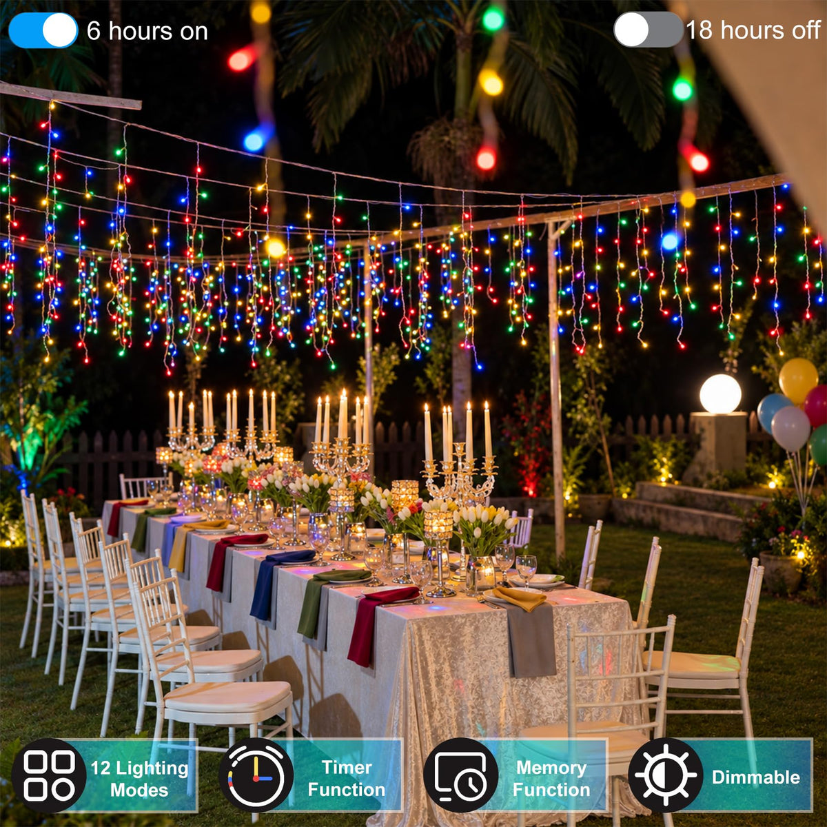 Blue and Cool White Icicle Lights, 164 ft