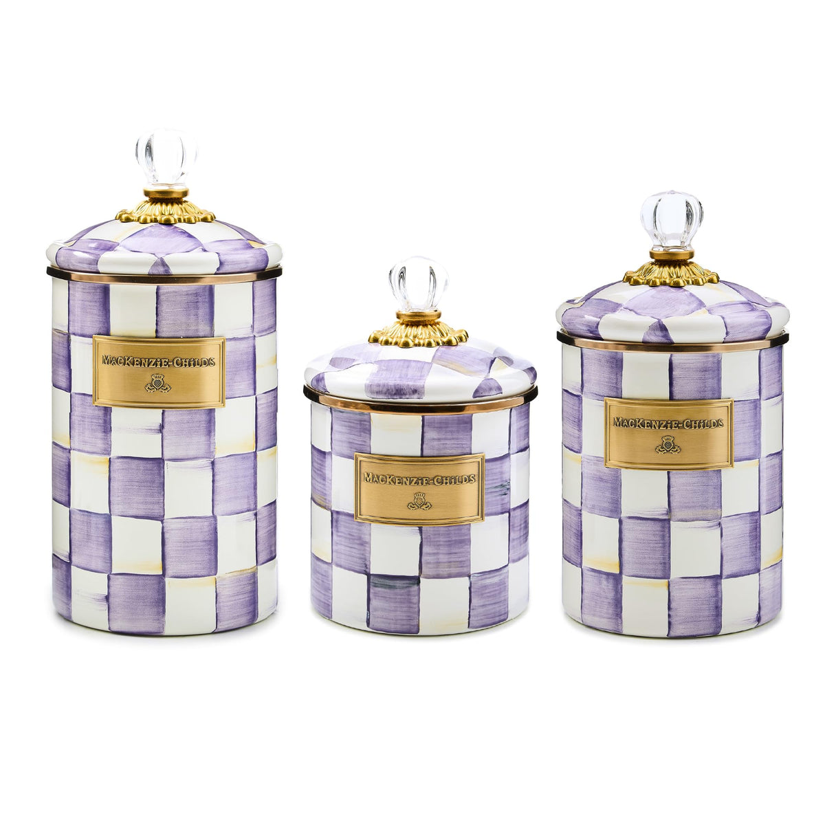 MacKenzie-Childs Enamel Canister Set, Royal Check