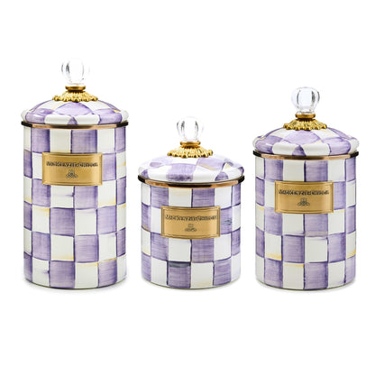 MacKenzie-Childs Enamel Canister Set, Royal Check