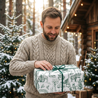 Blue Toile Christmas Wrapping Paper