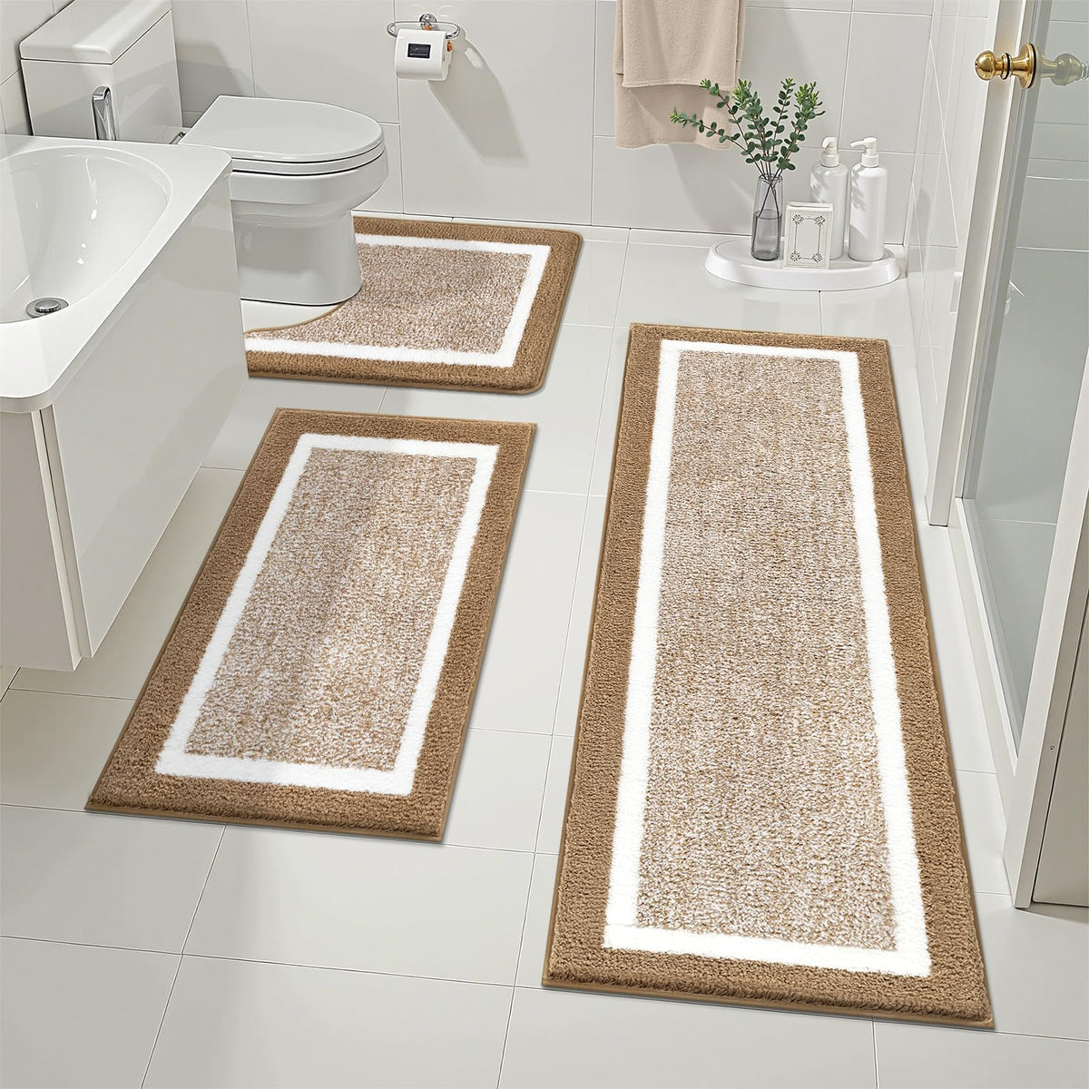 Shaggy Microfiber Bath Rug Set, 3 Piece