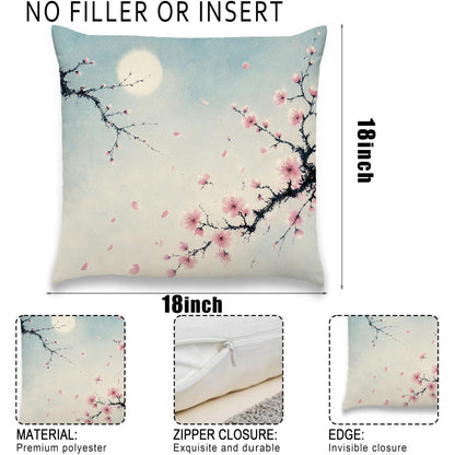 Blue Chinoiserie Bird and Peony Pillow Cover, 18x18