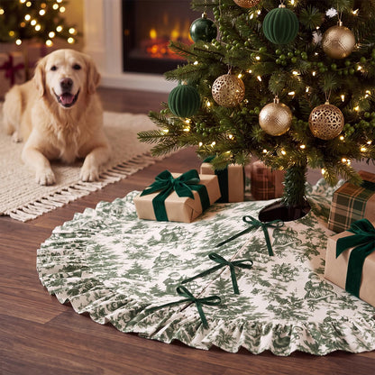 Blue Chinoiserie Christmas Tree Skirt, 48 Inch