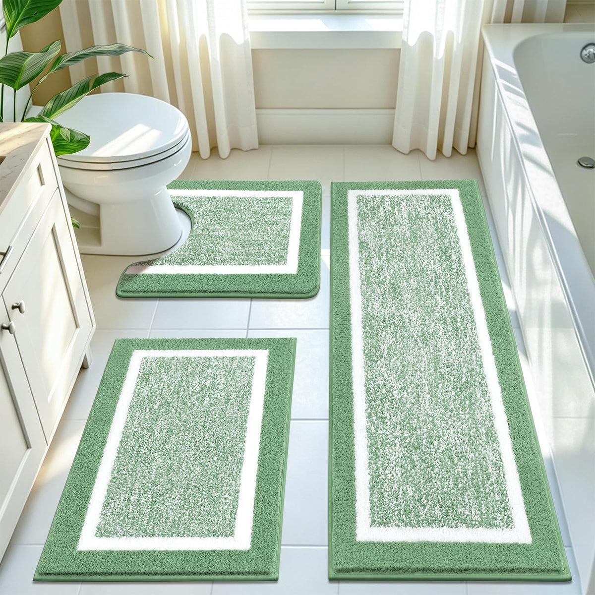 Shaggy Microfiber Bath Rug Set, 3 Piece