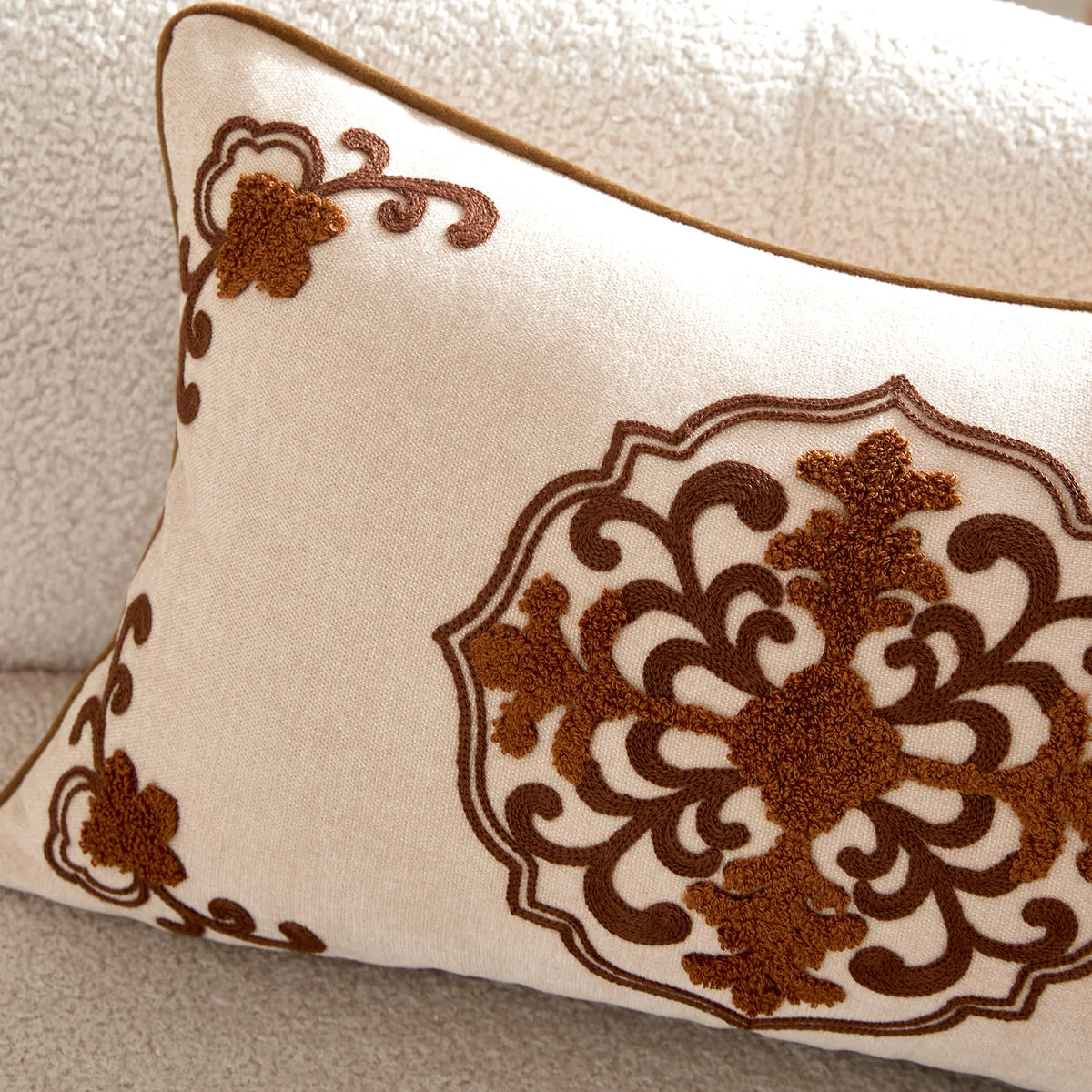 Chinoiserie Floral Chenille Pillow Cover