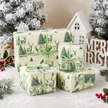 Reversible Toile Christmas Wrapping Paper