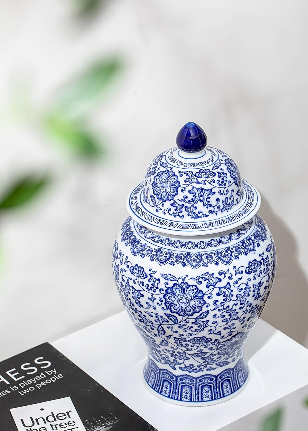 Blue and White Ginger Jar, 9.8 or 15 Inch
