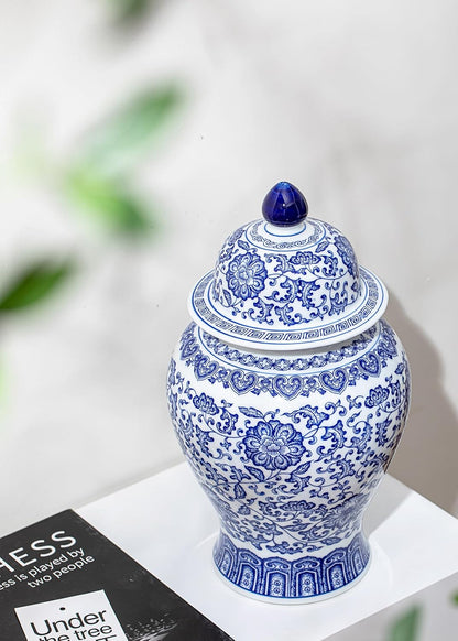 Blue and White Ginger Jar, 9.8 or 15 Inch