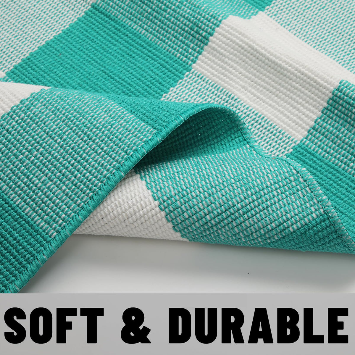 Blue Buffalo Plaid Outdoor Rug, 27.5x43