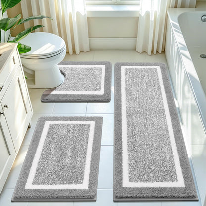 Shaggy Microfiber Bath Rug Set, 3 Piece