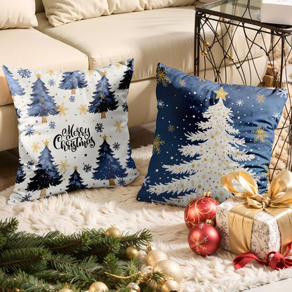Navy Velvet Christmas Pillow Covers, Set of 4