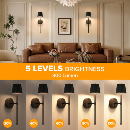 Blue Cordless Rechargeable Wall Sconces, Set of 2