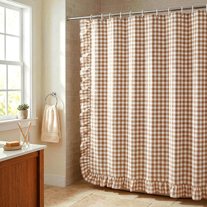 Ruffled Gingham Shower Curtain, 72 x 72