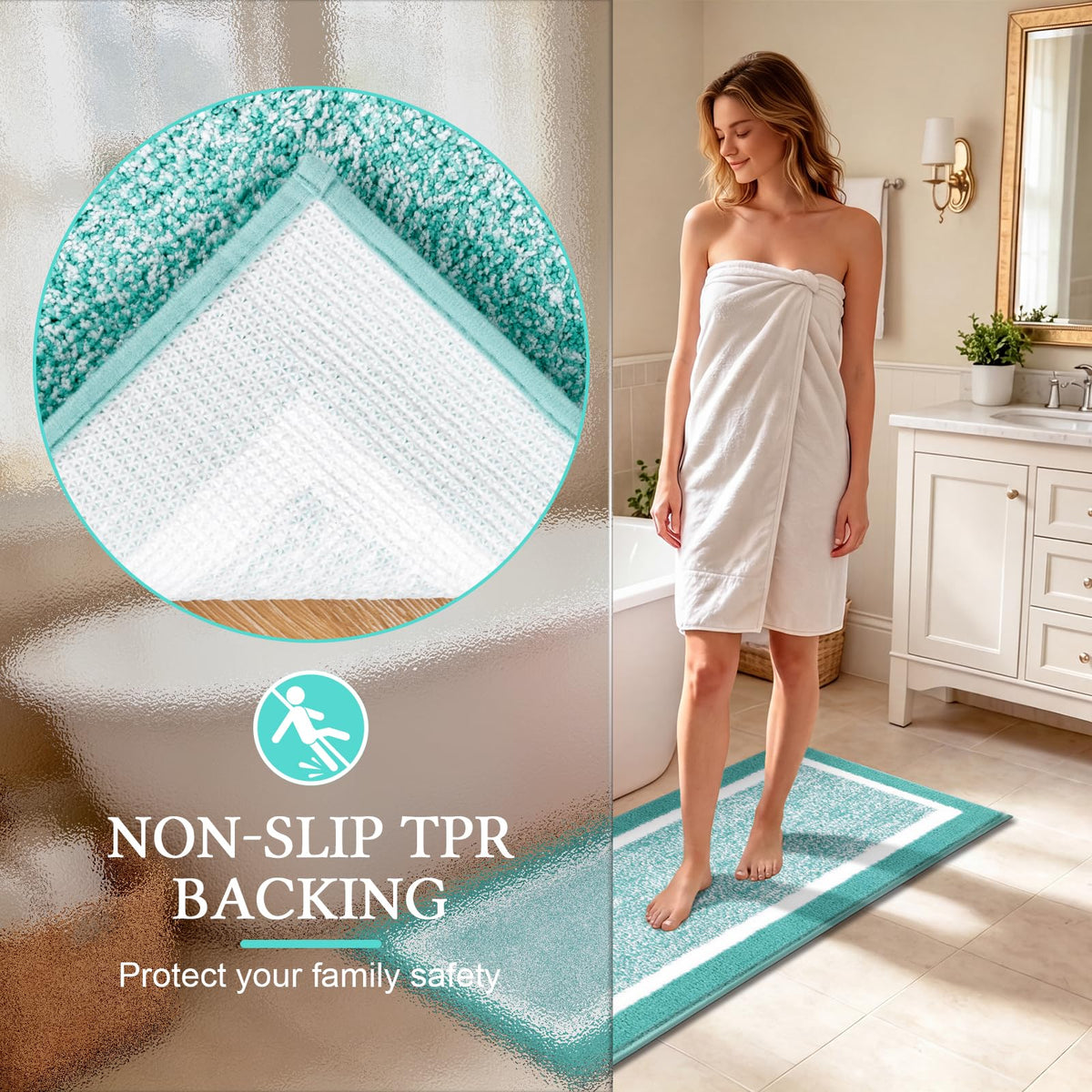 Shaggy Microfiber Bath Rug Set, 3 Piece