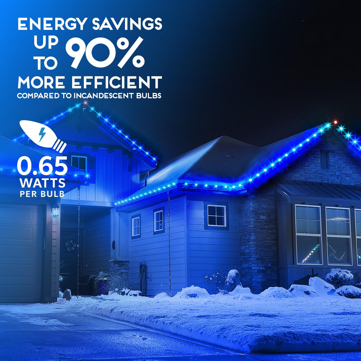 Blue C9 Faceted LED Christmas Bulbs, Set of 25