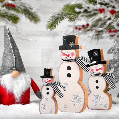Chinoiserie Wooden Snowmen, Set of 3