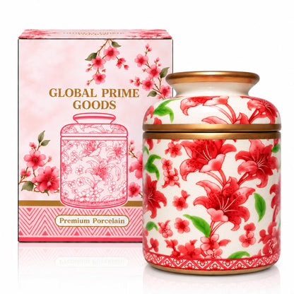 Round Chinoiserie Ceramic Tissue Holder with Lid