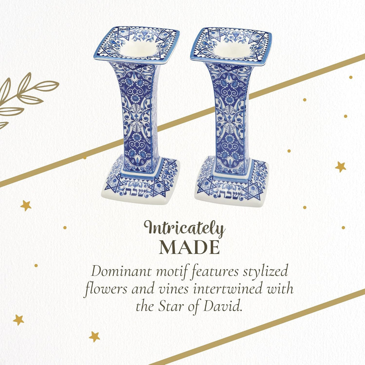 Spode Judaica Sabbath Candlesticks, Set of 2