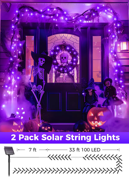 Solar Christmas String Lights, 100 LED, 40 ft