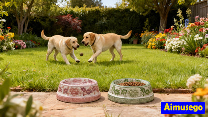 Hand-Painted Blue and White Ceramic Pet Bowl