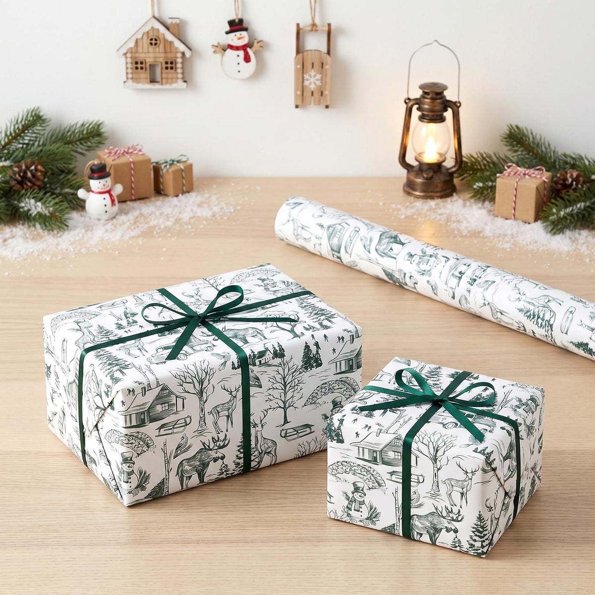 Blue Toile Christmas Wrapping Paper
