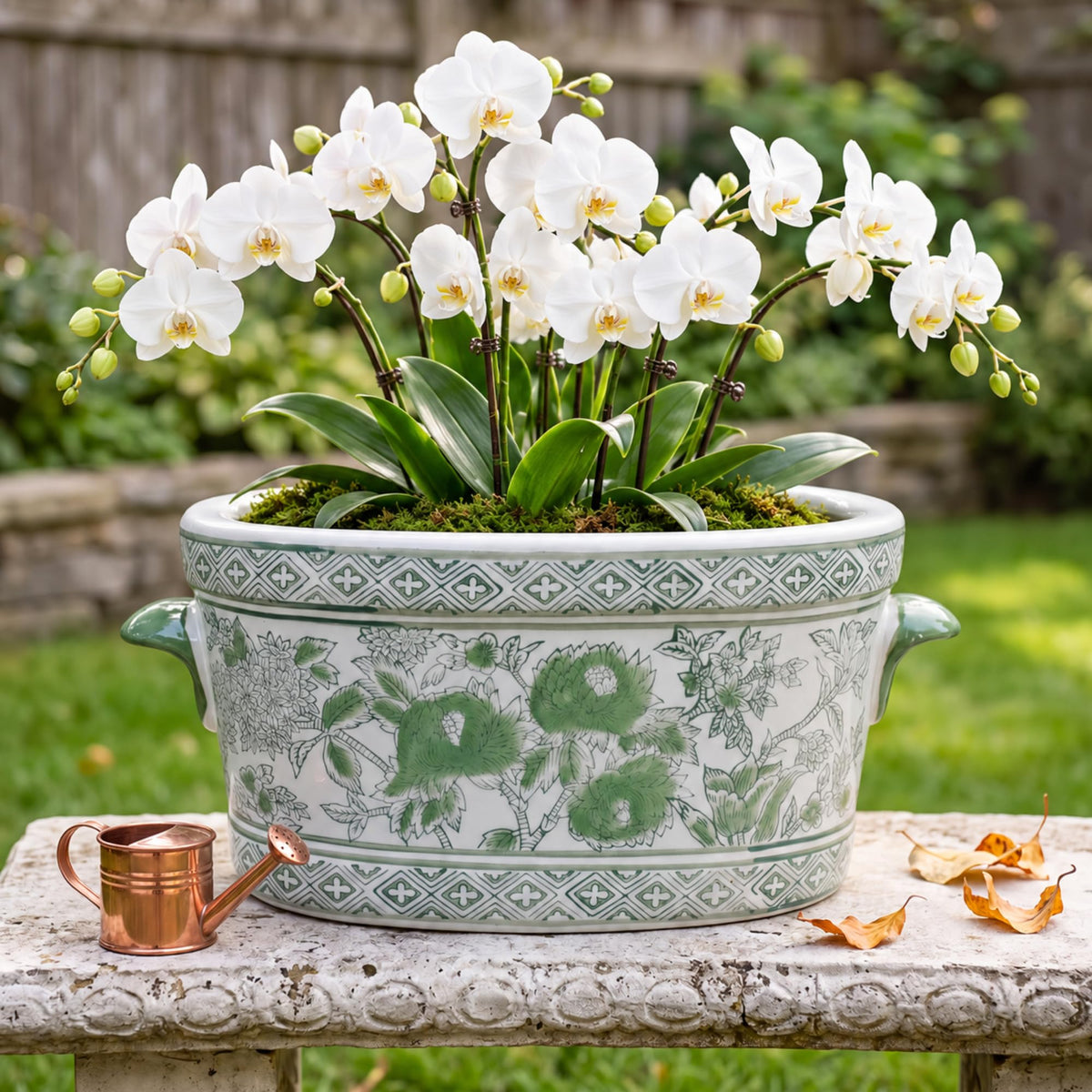 Blue and White Chinoiserie Oval Planter